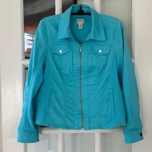 Zenergy Tiffany blue zip jacket. Size 0. Like new.